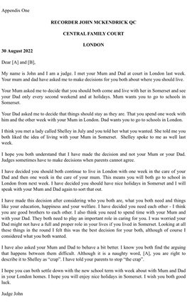 Letter From A Judge