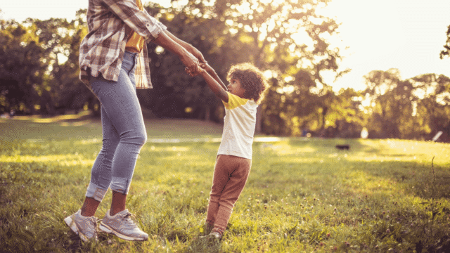 mom playing with child