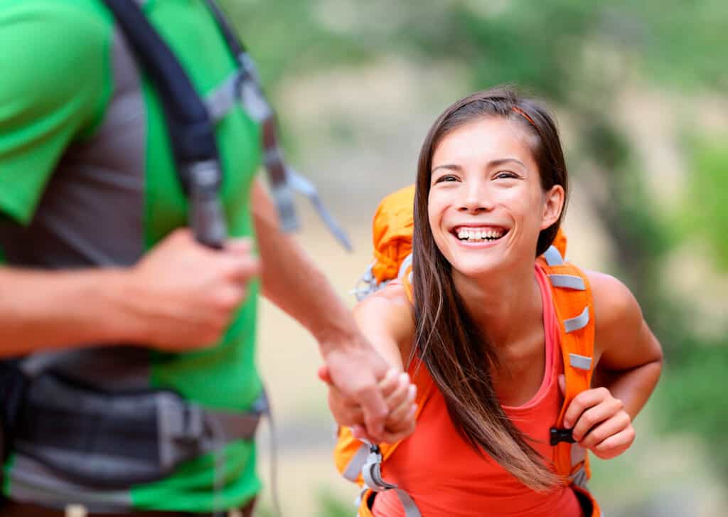 Man and woman hiking