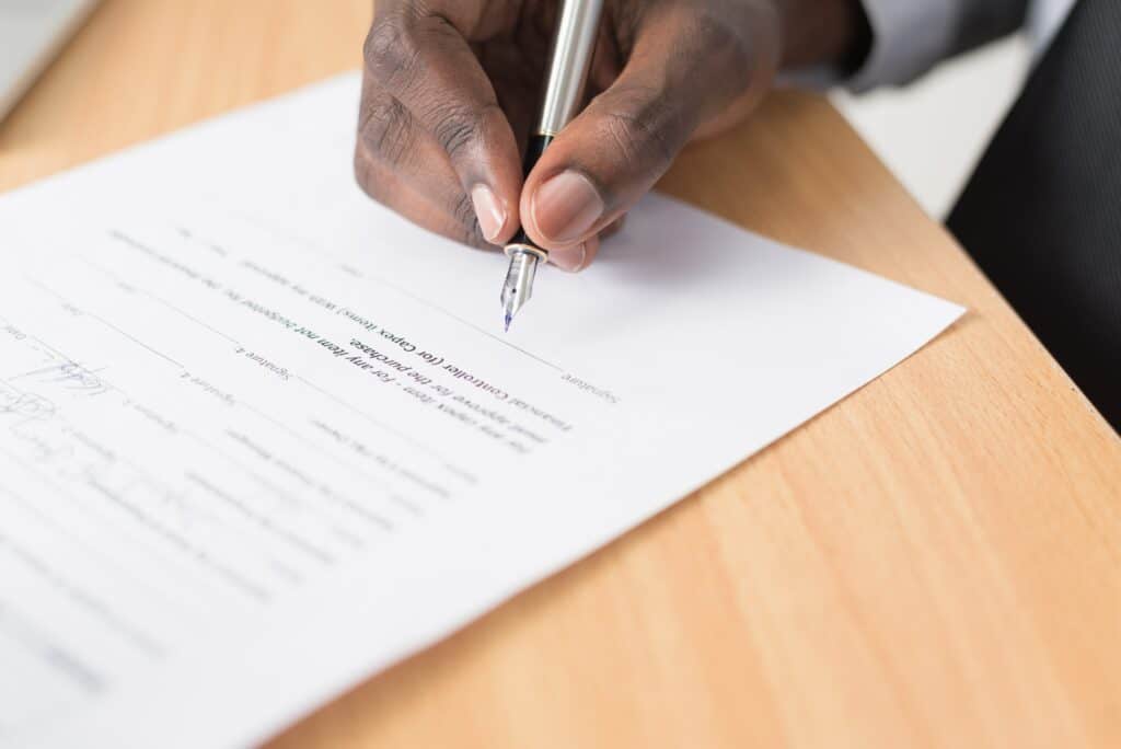 Signing a contract